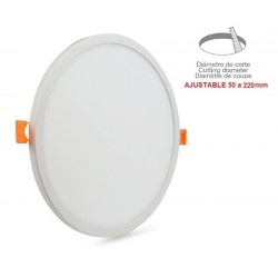 Downlight panel LED Redondo 225mm Blanco 22W, Corte ajustable 50 a 220mm
